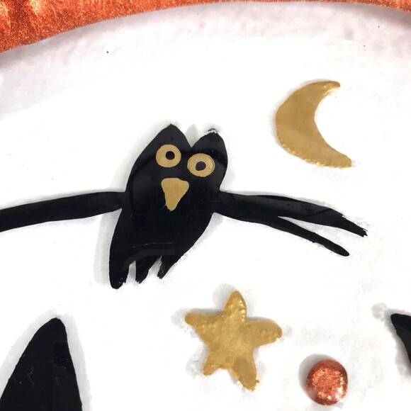 Large Halloween Black Cat Glass Platter Plate Artist Fused Painted Glass 14" EUC - Picture 6 of 10